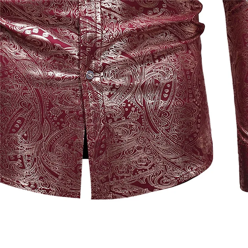 Роскошная золотая бронзовая Мужская рубашка с пейсли новинка 2018 брендовая
