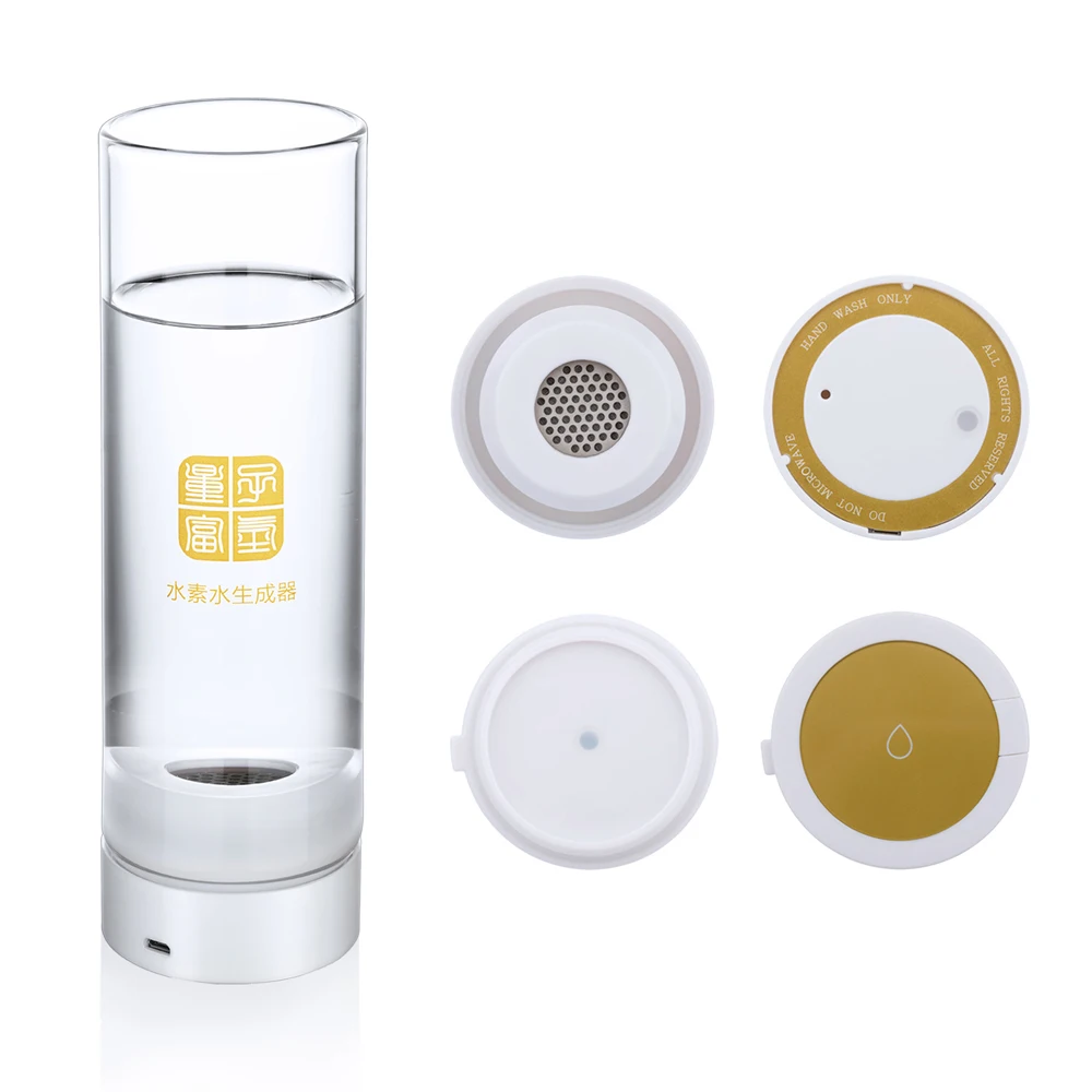 

Hydrogen Generator Water Bottle For Pure H2 Alkaline Glass Cup SPE/PEM Dupont Ion Film Electrolysis 500ML Anti-Aging Products