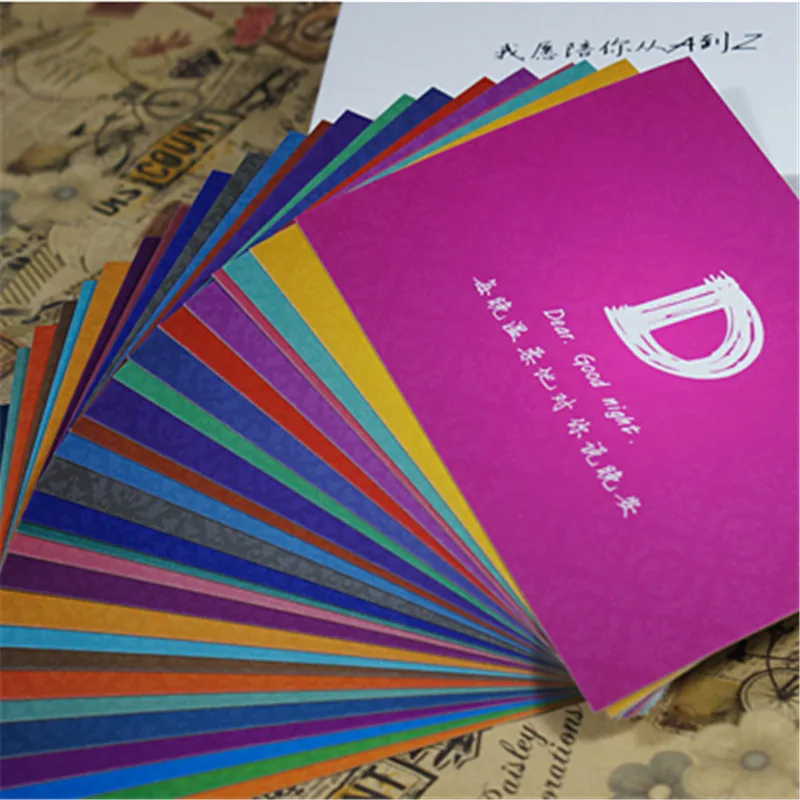 

52pcs / set "26 English letter postcards" Message Card, Valentine's Day Card, Decorative Stationery Gift Birthday Card