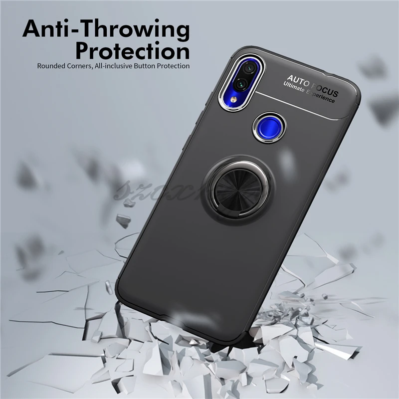 Чехол из силикагеля для Xiaomi Redmi Note 7 7 pro, автомобильный держатель, магнитный кронштейн, кольцо на палец, чехол из ТПУ для Redmi Note 7