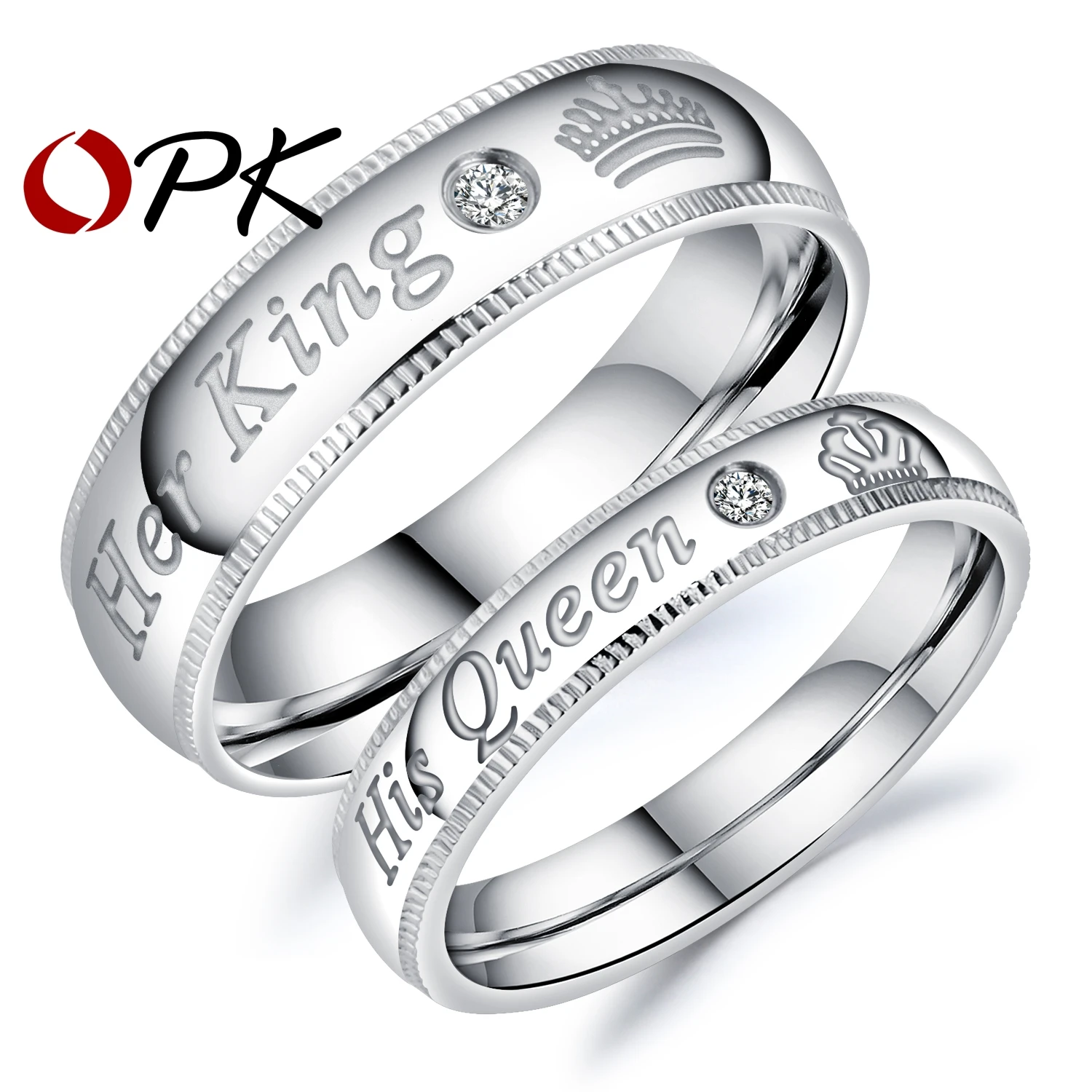 Кольцо для гравировки из нержавеющей стали с надписью Her King His Queen | Украшения и