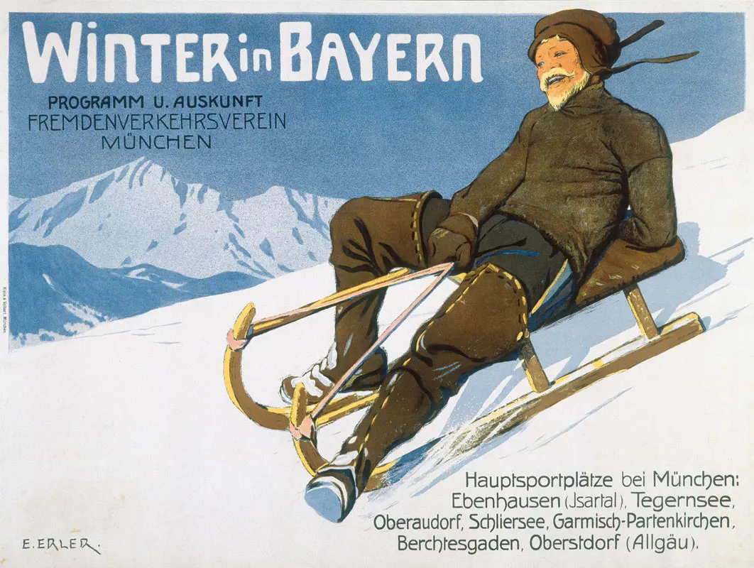 Германия путешествия постеры зима в Bayern катания на лыжах классические настенные