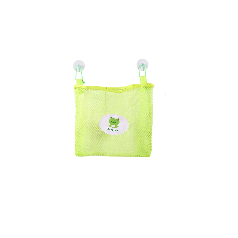25x25cm Baby Kids Bath Time Tidy Storage Toy Suction Cup Bag Mesh Bathroom Organiser Net toiletries washcloth cleaning balls - Color: green