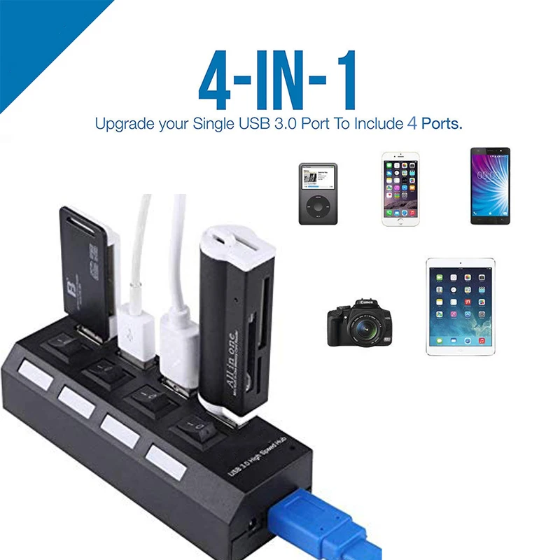 BinFul 4 порта USB концентратор 3 0 Супер скорость 5 Гбит/с микро с переключателем