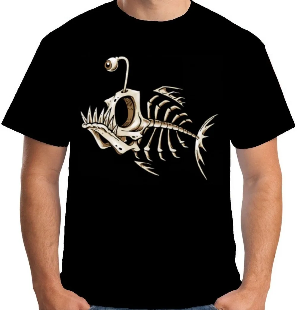 Мужская футболка s Bone Fish с странным скелетом Модная хлопковая Классическая 2019
