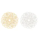 DoreenBeads 10 шт. модные железные разъемы на основе сплава Филигранное тиснение цветок серебро цвет золото ювелирные изделия DIY Подвески 26x25 мм
