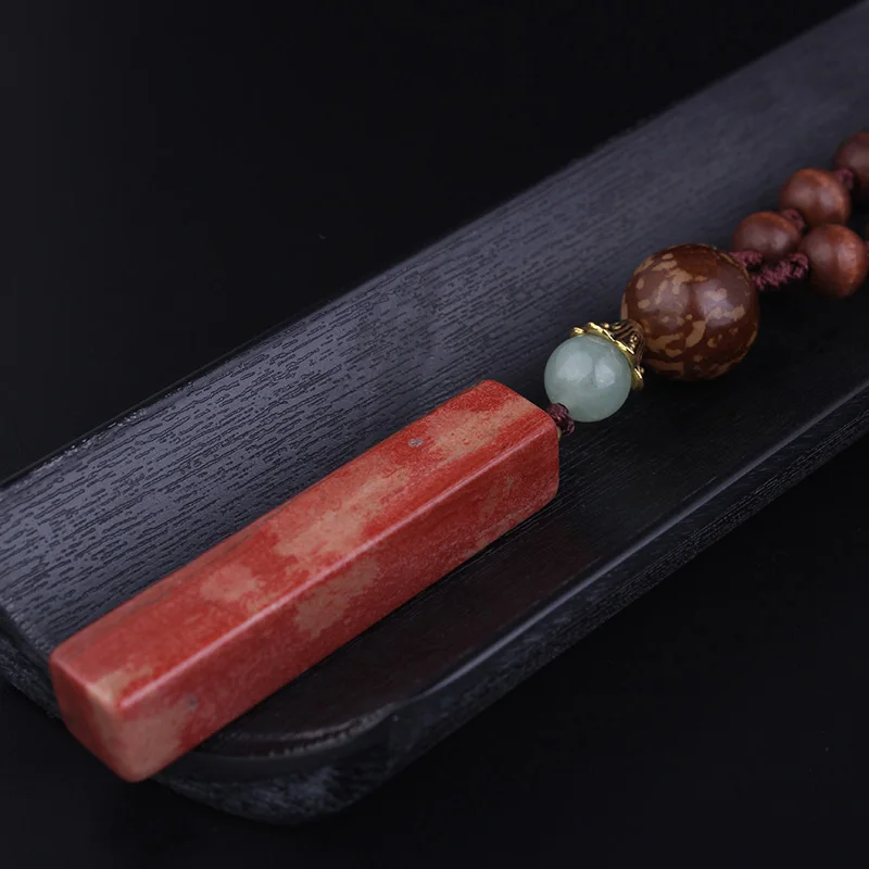 Природные камни красный кварц авантюрин квадратное этническое ожерелье