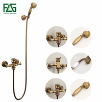 flg wall mounted antique brass bronze brushed bathtub faucet with hand shower bathroom shower faucets torneiras flg40007a