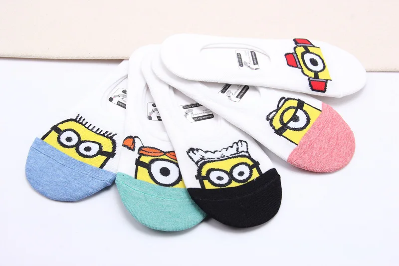 Женские весенне-летние хлопковые носки с героями мультфильмов Миньоны | Женская