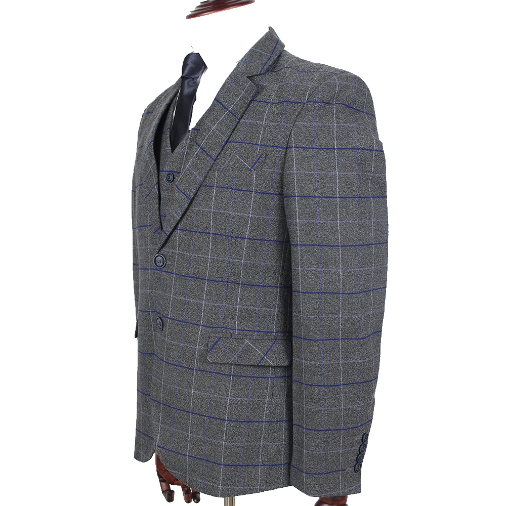 La MaxPa (куртка + жилет брюки) на заказ мужчины плед костюм slim fit пром жених партия