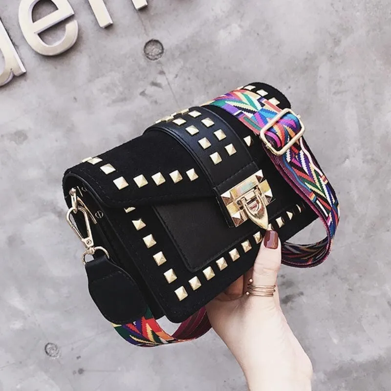Черный Роскошные сумки женские сумки дизайнерские Sac основной Femme кошелек и сумки известный бренд заклепки сумки через плечо для женщин Bolso Mujer - Цвет: Черный