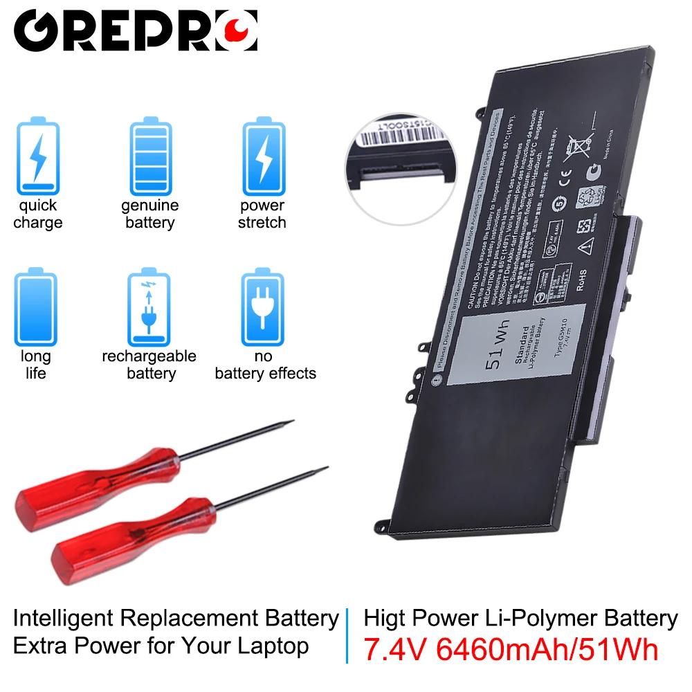 6460 мА/ч, G5M10 ноутбук Батарея для DELL Latitude E5450 E5470 E5550 E5570 Тетрадь 15," G5M10 8V5GX R9XM9 WYJC2 1KY05 079VRK TXF9M
