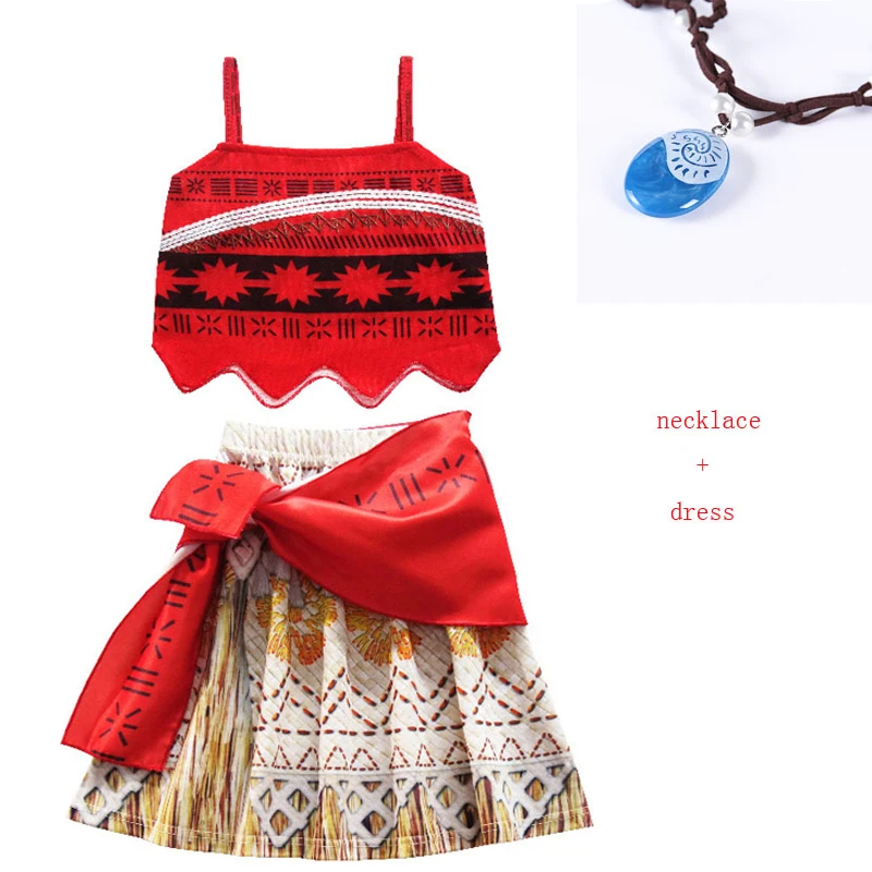 Baby girl Princess dress Moana Cosplay clothes for Children Vaiana Girls Party Wedding dresses with Necklace Pet Pig Costumes | Детская