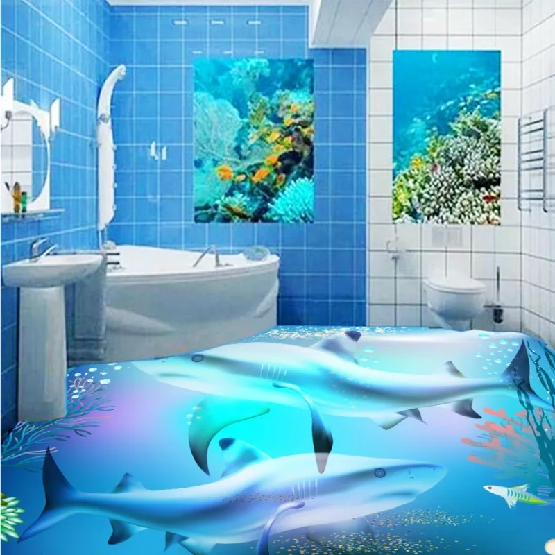 Бесплатная Доставка Мечта 3D Дельфин полы обои гостиной кухня декоративные