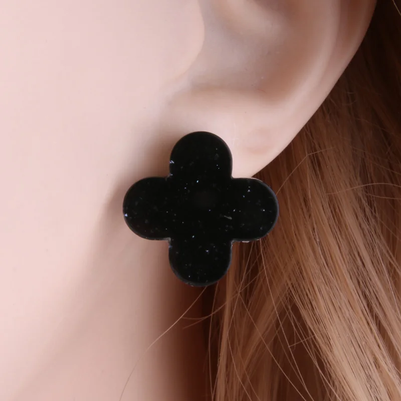 Висячие серьги NeeFu WoFu из смолы с клевером большие брендовые аксессуары подарок