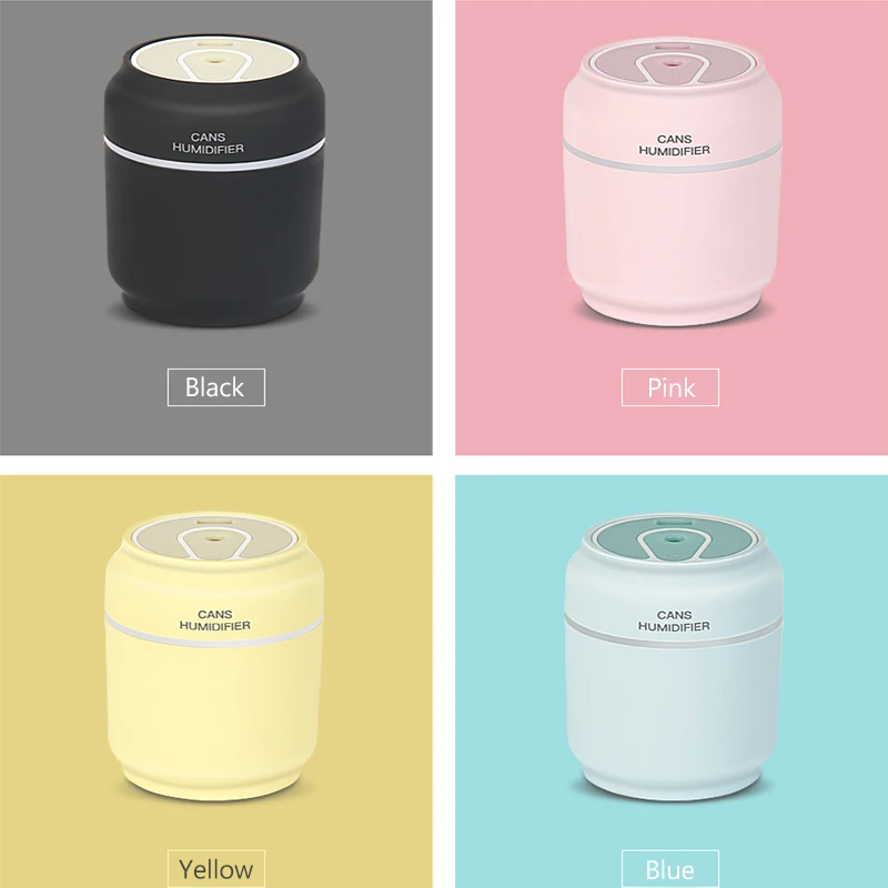 3 in 1 200ml USB Can Shape Air Humidifier 7 color LED Aroma Lamp Essential Oil Diffuser mist maker fogger with Mini Fan Valentin | Бытовая