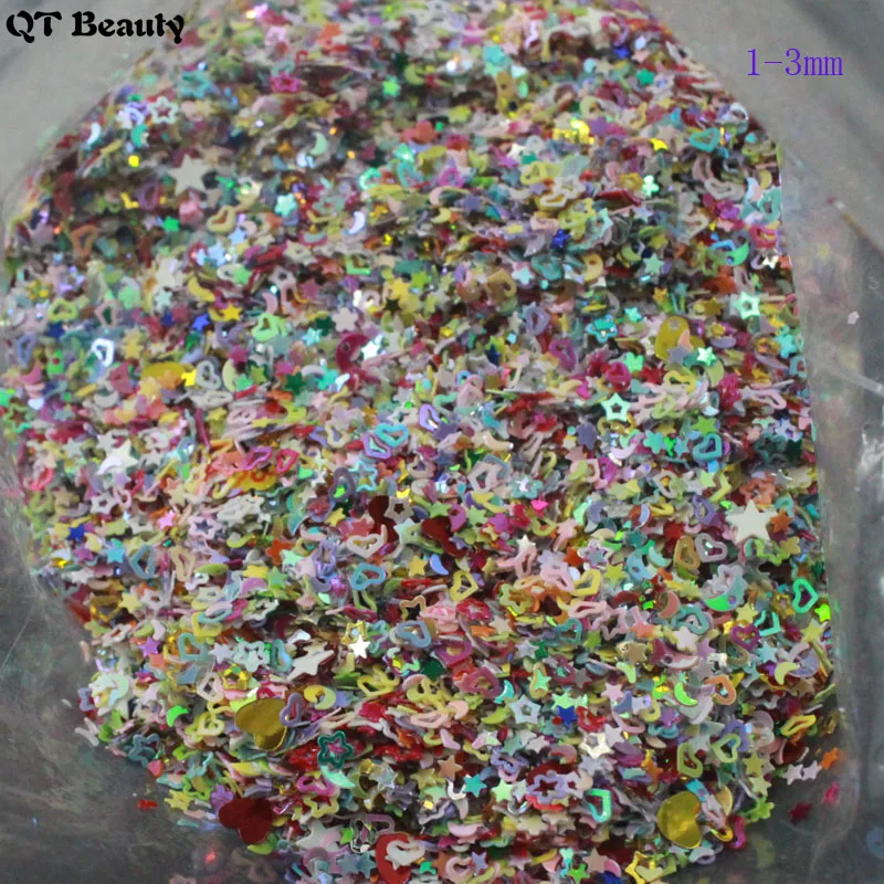 

New Shinny Irregular Mixed color 1/2/3mm Hollow Heart/Star/Round Paillette Nail Glitter Nail Art Decal Sequins Wall Decoration