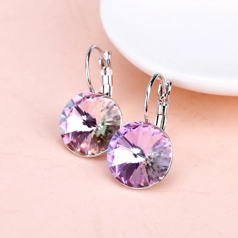 Purple light 11,11 Модные женские серьги Bella с белым кристаллом, австрийские модные серьги-гвоздики, вечерние ювелирные аксессуары, лучший подарок - Окраска металла: Purple light