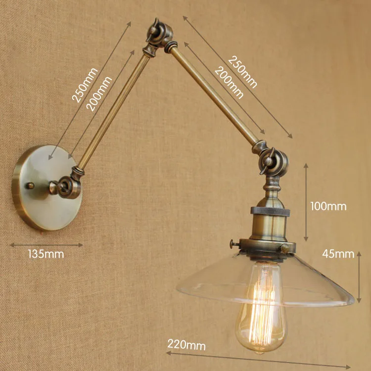 IWHD Wandlamp Лофт ретро настенный светильник приспособления регулируемые качели