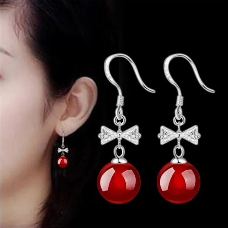 Женские серьги капельки LUKENI модные из серебра 925 пробы с черными кристаллами