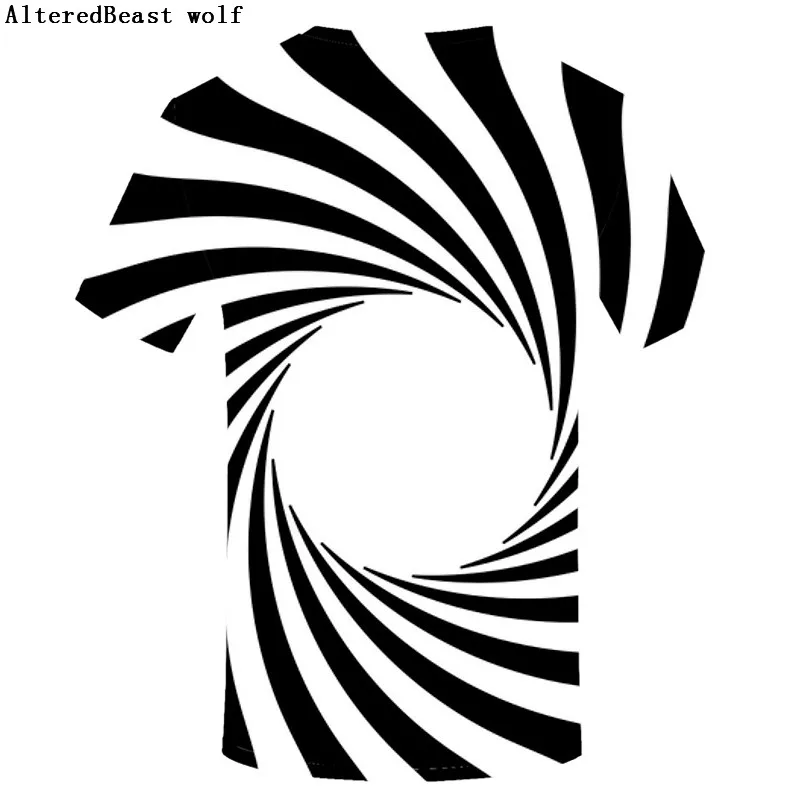 Брендовая черно белая футболка Vertigo Hypnotic swirl с принтом Забавные футболки