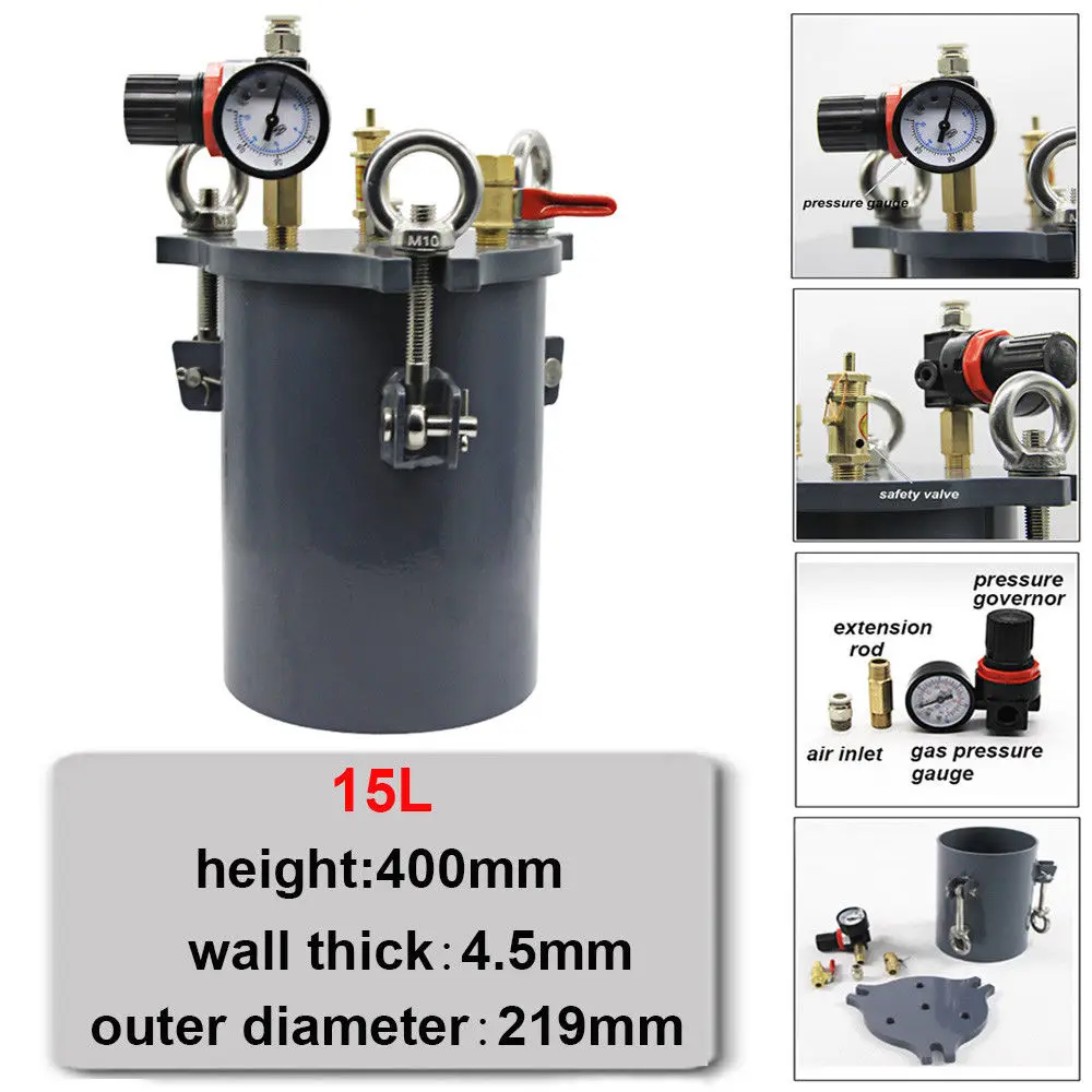 15 L Litres 1L-20L углеродистая сталь давление горшок Клей Диспенсер машина w/манометр воздуха для клея краски медицинские принадлежности хранения - Цвет: 15 L Litres