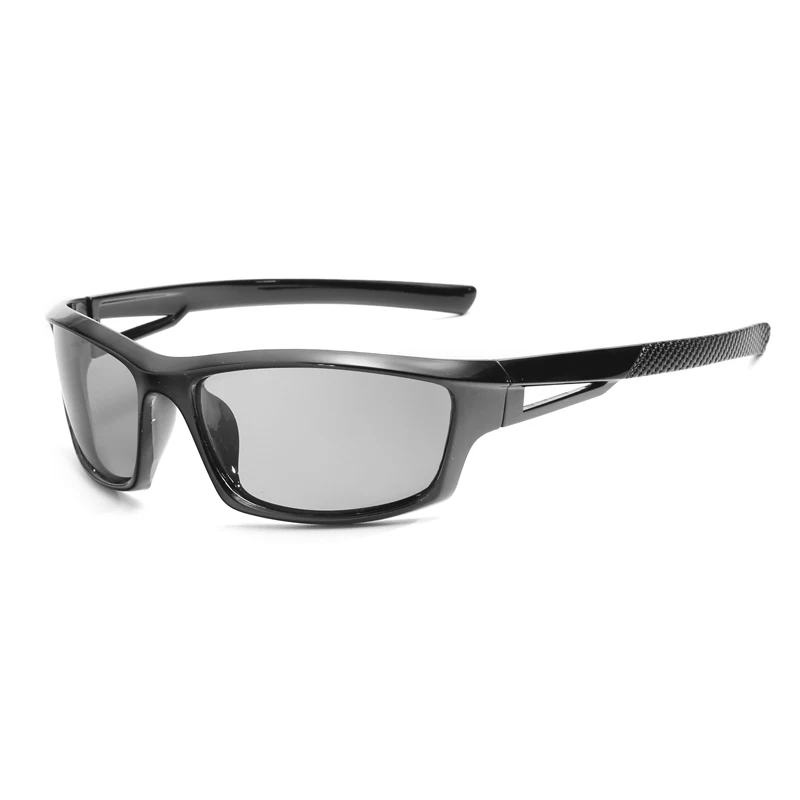 bright black Поляризационные фотохромные солнцезащитные очки для мужчин s, для спорта на открытом воздухе, рыбалки, солнцезащитные очки для вождения, мужские солнцезащитные очки - Цвет линз: bright black