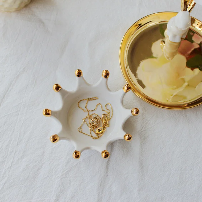 Керамическая декоративная корона в скандинавском стиле поднос для хранения