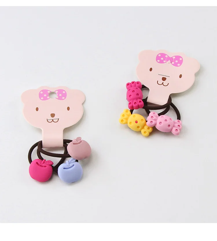 3Pcs/Set Good Quality Candy Colors Cartoon Acrylic Girls Elastic Rubber Bands Cute Hair Bands Ponytail Holder Hair Accessories