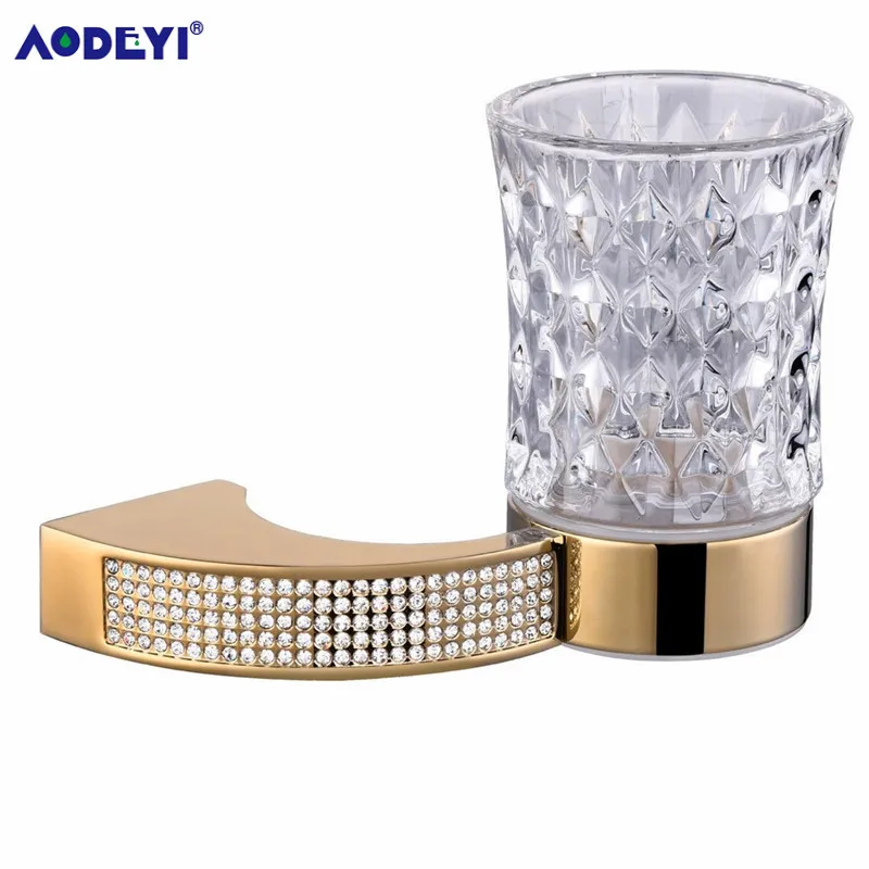 Toothbrush Cup Чешский хрустальный набор аксессуаров для ванной комнаты, Золотой крючок для халата, вешалка для полотенец, барная полка, держатель для бумаги, держатель для зубной щетки, аксессуары для ванной комнаты - Цвет: Toothbrush Cup
