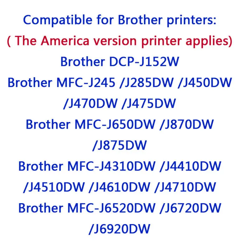 5 упаковок Совместимый картридж для принтера brother DCP-J152W MFC-J245 MFC-J285DW MFC-J450DW MFC-J470DW