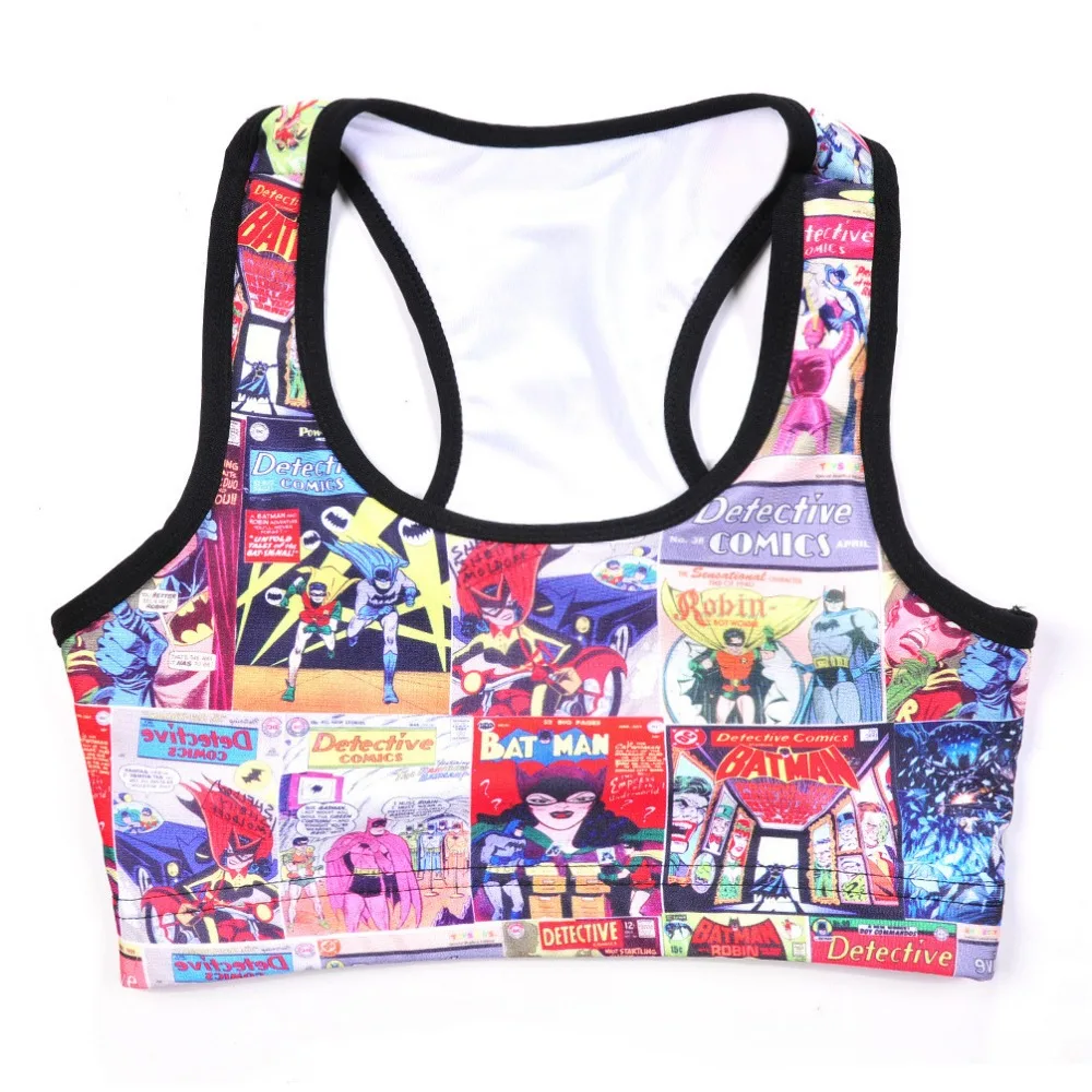 Женский короткий жилет с принтом комиксов Бэтмена для фитнеса беспроводное