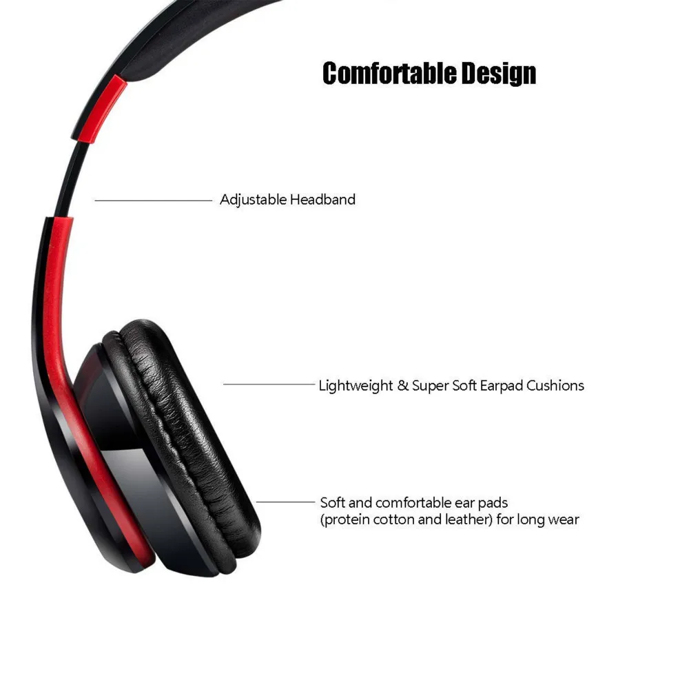 Беспроводной наушники Bluetooth V5.0 Складные Наушники W/Встроенный микрофон Поддержка