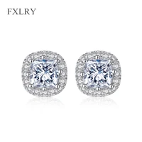 fxlry new design fashion women silver color micro paved zircon eight hearts and eight arrows zircon stud earrings jewelr