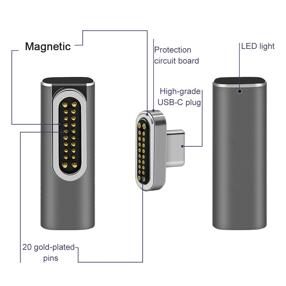 Новинка Магнитный адаптер USB C на 20 контактов Тип разъем PD 100 Вт быстрая зарядка