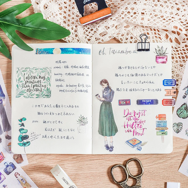 3 листа/набор наклейки для еды с зелеными листьями декоративная Васи бумажная