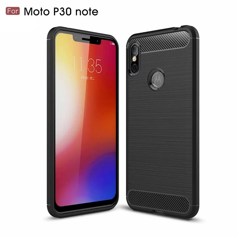 Чехол из углеродного волокна для Motorola Moto P30 Note/P30Note тонкий противоударный мягкий