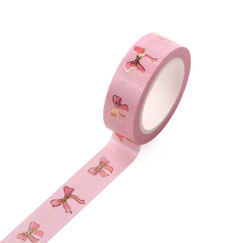 6 Золото Фольга лента Washi 15 мм* 10 м Розовый тюльпан галстук-бабочка, Скрапбукинг инструменты симпатичный лента фарфор японская Канцелярия клейкие ленты - Цвет: 6