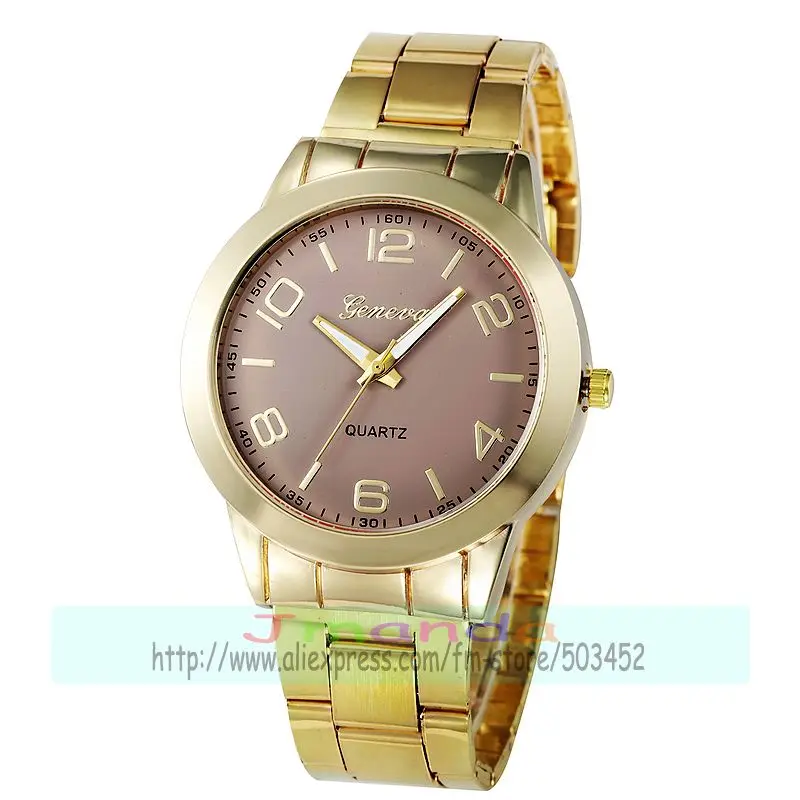 100 шт./лот стильные часы с цветным циферблатом золотого цвета geneva кварцевые