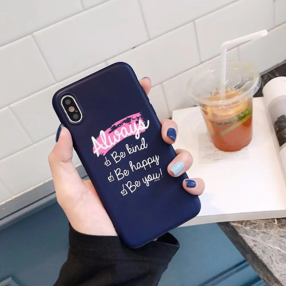 Чехол для мобильного телефона с надписью Apple iphone 6 6s 7 8 Plus X XR XS Max синяя задняя