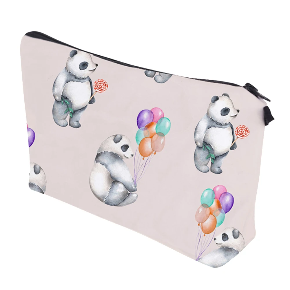 Cute Cartoon Panda Balloon Print Zipper Makeup Brush Storage Women Cosmetic Bag Maquiagem Profissional Organizer косметичка | Багаж и