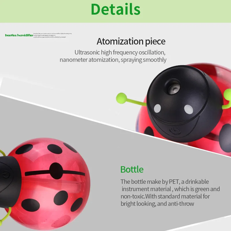 Ladybug Ultrasonic Car Humidifier USB Mini Aroma Essential Oil Diffuser Aromatherapy Mist Maker Home Office | Автомобили и