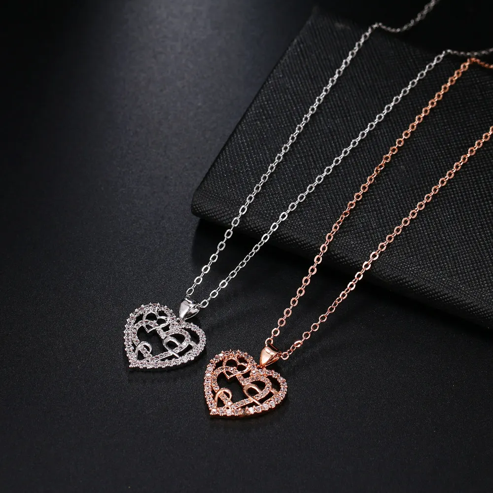 Розовое золото серебряный цвет Романтическая свадьба Кристалл Циркон сердце