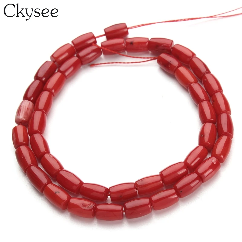 Ckysee 1strand/lot красный Колонка коралловый трубки цилиндра бусы полудрагоценный
