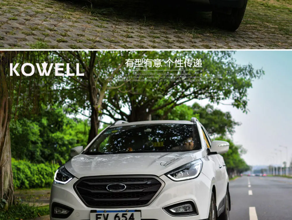 KOWELL автомобильный Стайлинг 2010 2011 2012- Головной фонарь для hyundai IX35 фары Tuscon светодиодный фары светодиодный DRL Биксеноновые линзы