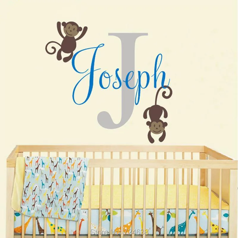 Изготовленная на заказ виниловая наклейка с именем обезьяны-сафари виниловые