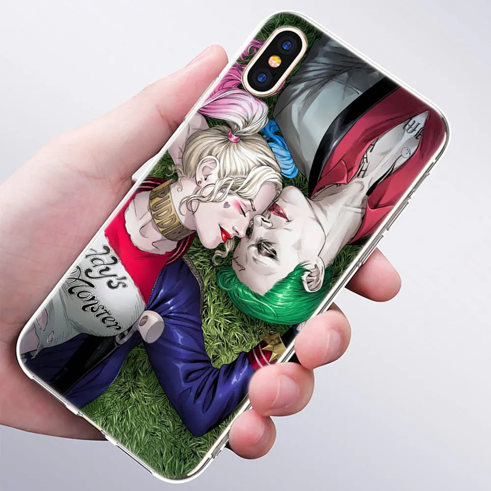 001 Горячий Джокер Харли Quin Мягкий силиконовый прозрачный чехол для Apple iPhone 11 Pro XS MAX XR X 7 8 Plus 6 6s Plus 5 5C 5S SE TPU чехол - Цвет: 001