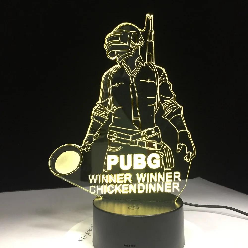 Куриный обед победитель PUBG FPS игровой плеер Unknown's Battlegrounds 3D лампа 7 цветов