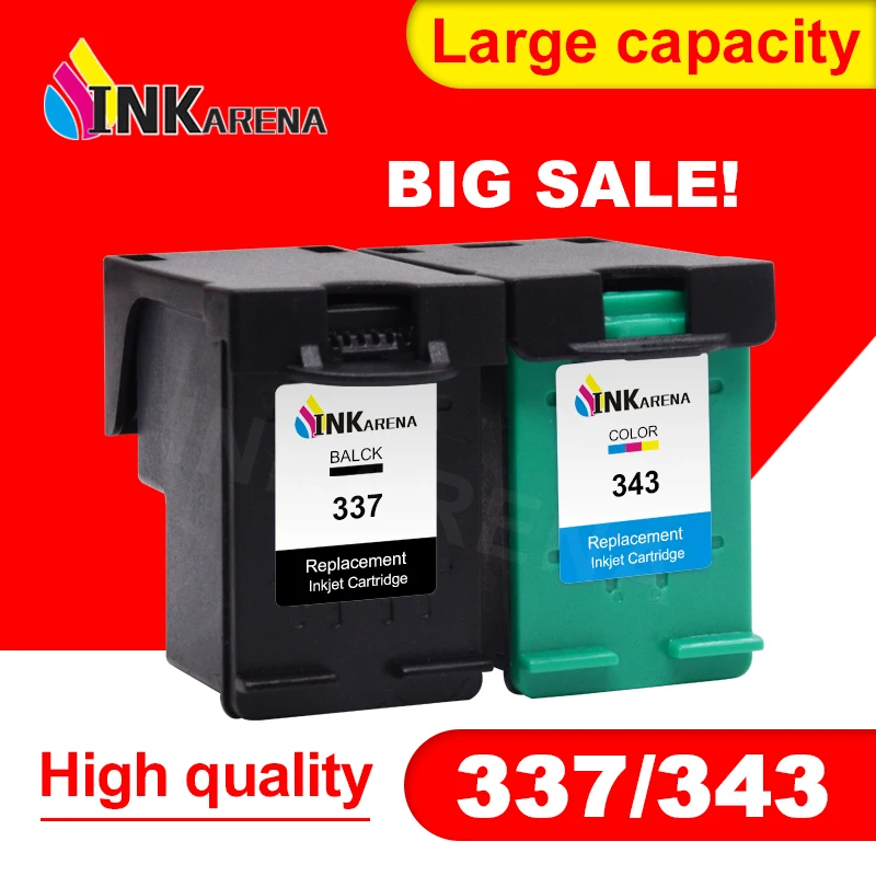 

INKARENA 343 337 Refilled Ink Cartridge Replacement for HP 343 337 Deskjet 6940 D4160 Photosmart 2575 8050 C4180 D5160 Printer