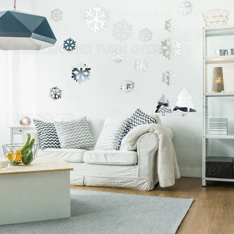 Mirror Wall Stickers Sticker Home Decor Room Snowflake Pine Tree Xmas Christmas 2019 Noel New Year 2020 Ornaments R216 | Дом и сад